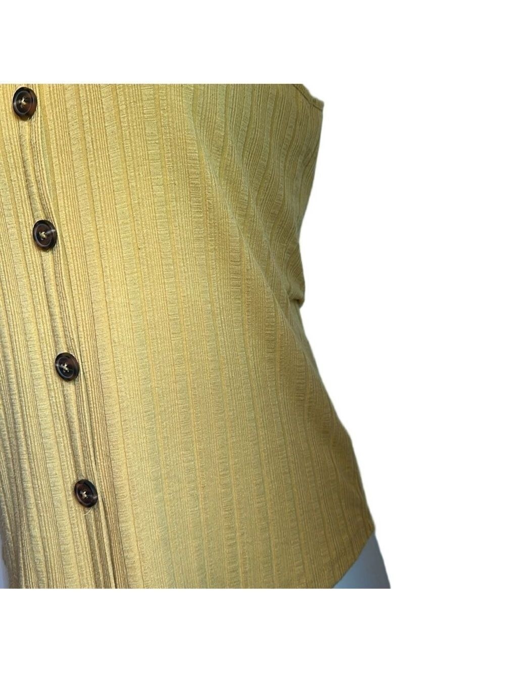 Maurices Mustard Button-Front Ribbed Tank Top - Picture 4 of 7